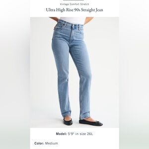 Abercrombie & Fitch Medium Light Blue Ultra High Rise Straight Jeans